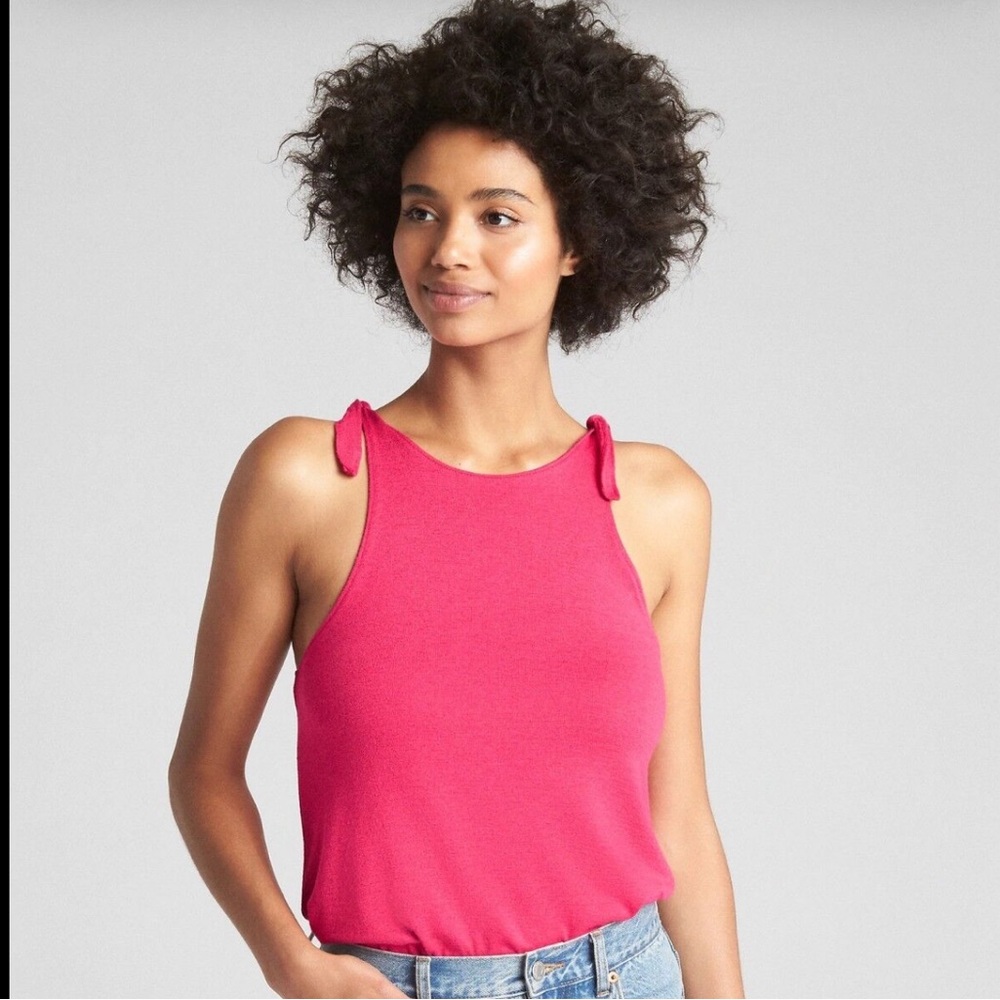 GAP Soft Spun Tie Shoulder Tank Top XS pink